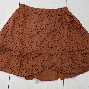 Polka Dot Ruffle Skirt in Brown